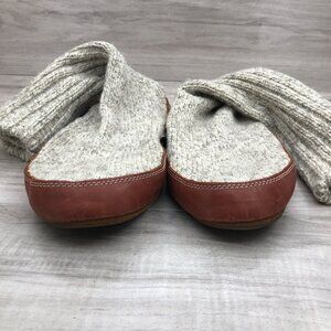 Acorn Slippers Womens 9 Wool Sock and Leather Pull On Shoes